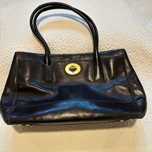 Authentic Coach Black Leather Zip Top Tote